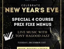 Mazzas New Years Eve Dinner Celebration flyer.