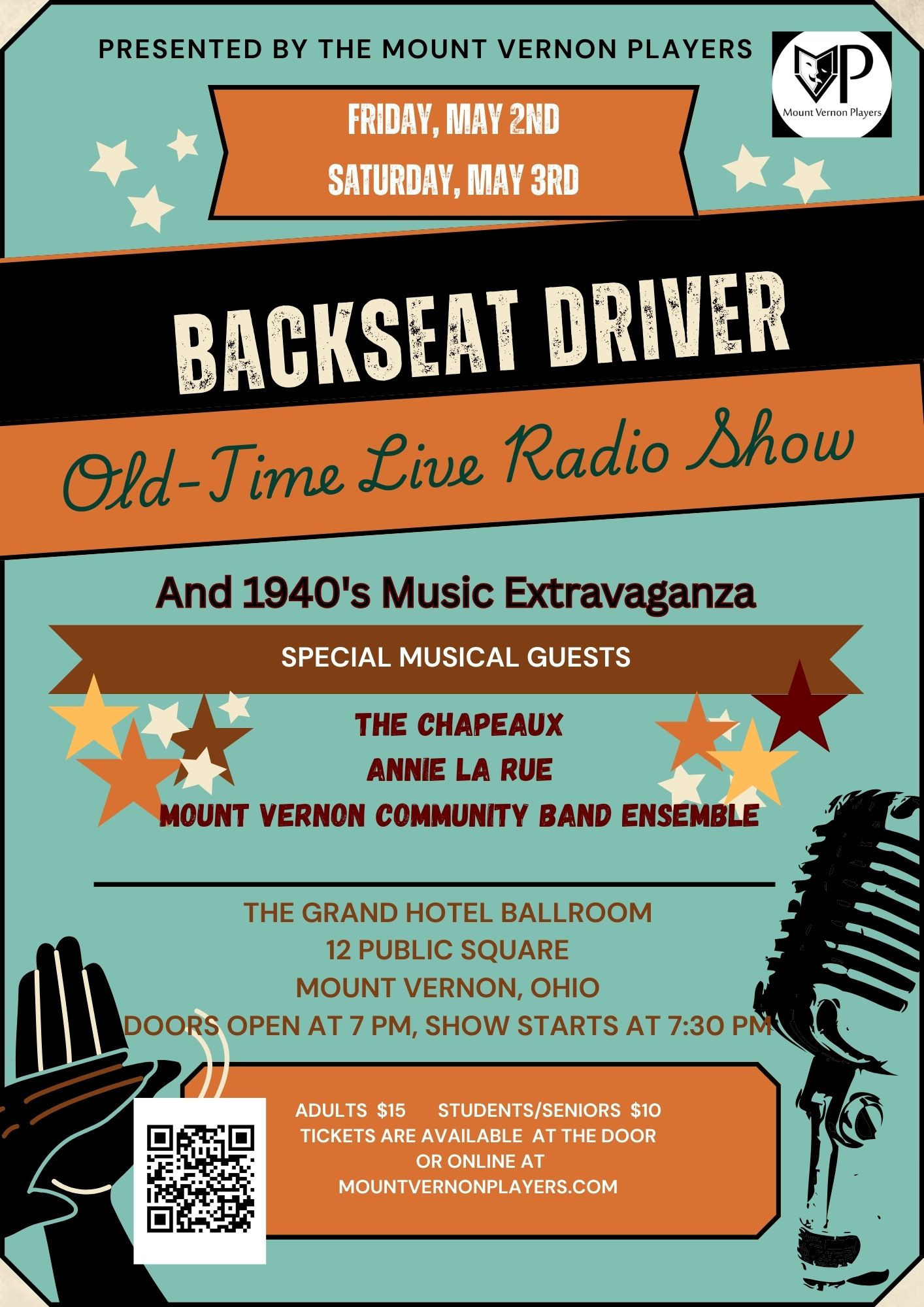 Mount Vernon Players Backseat Driver flyer.