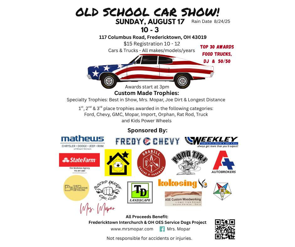 Old School Car Show Fredericktown flyer.