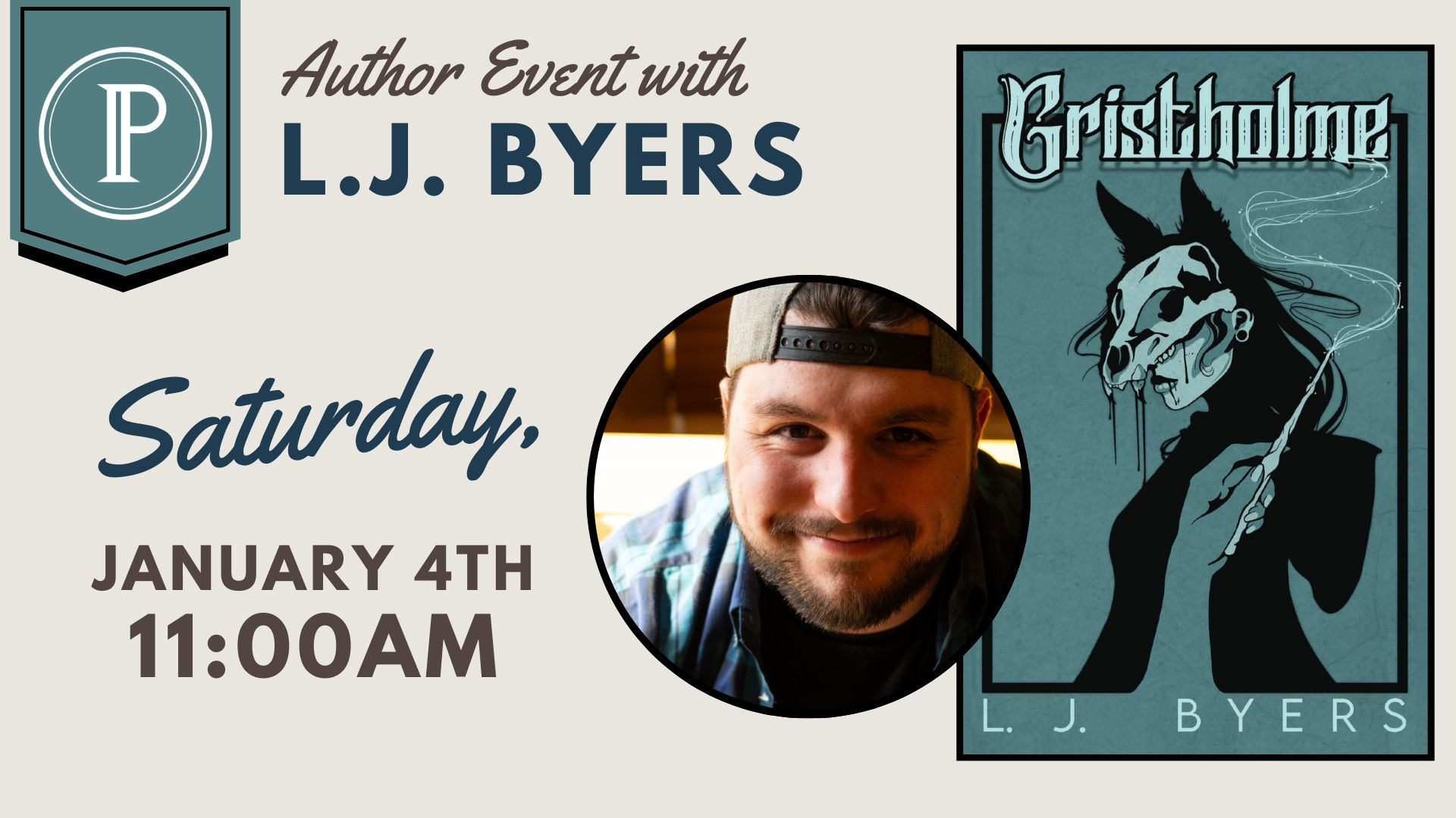 Author Event With LJ Byers at Paragraphs Bookstore flyer.