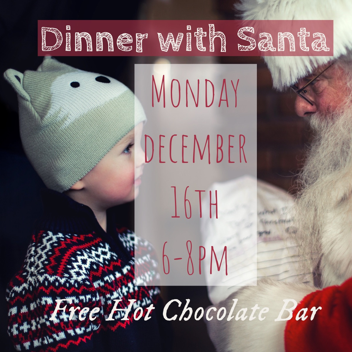 Burrata Woodfired Pizza Dinner with Santa flyer.