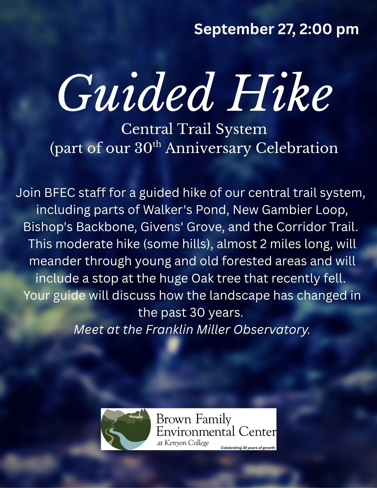 BFEC Guided Hike Central Trail flyer.