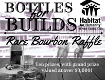 Bottles for Builds Rare Bourbon Raffle flyer.
