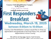 CCRC Mt Vernon First Responders Breakfast March 2025 flyer.