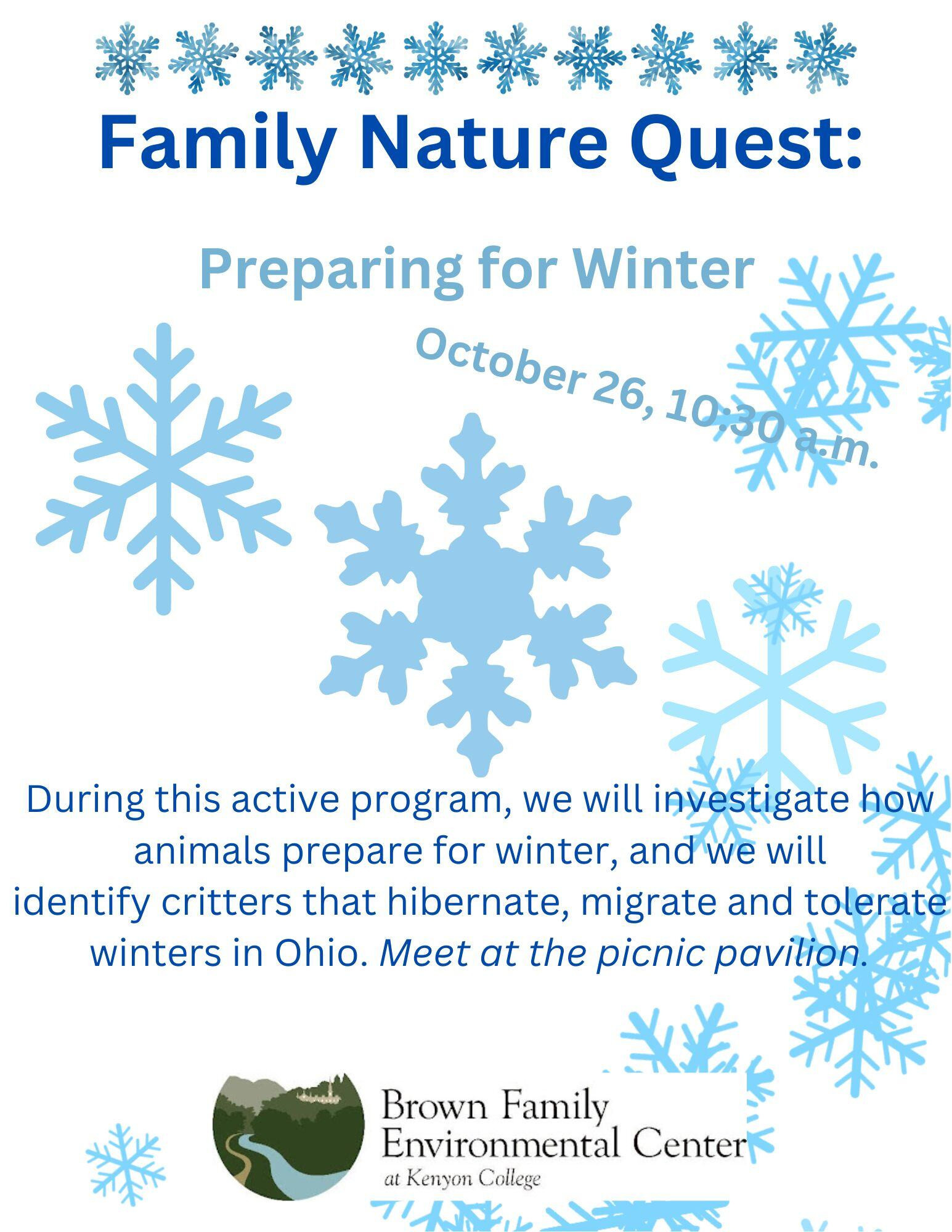 family nature quest prepping for winter flyer.