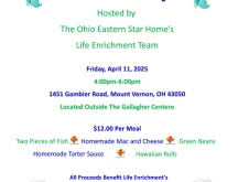Fish Fry Drive Thru Ohio Eastern Star Home flyer.