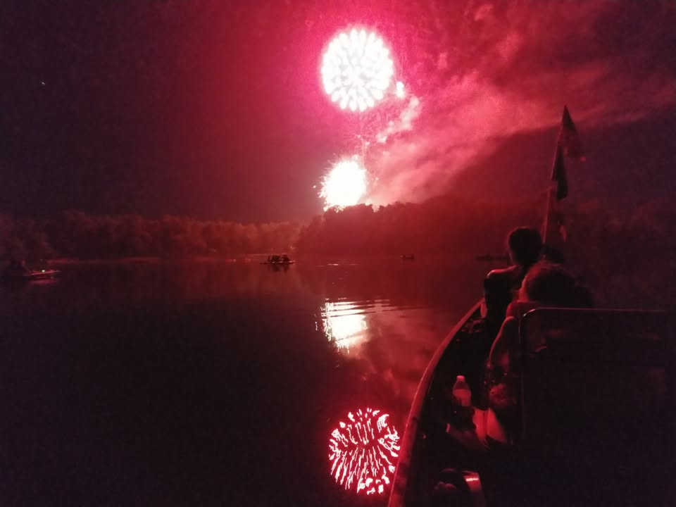 Fireworks on a PaddleBoat photograph.