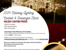 Floral Valley 2024 Holiday Lighting Contest and Scavenger Hunt flyer.
