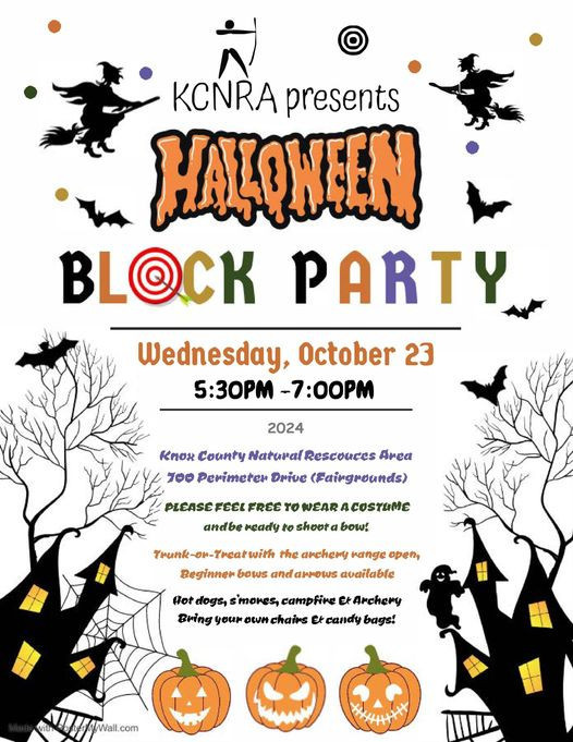 KCNRA Halloween block party and archery flyer.