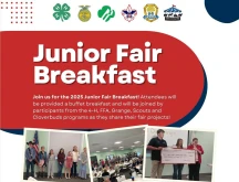 Junior Fair Breakfast 2025 flyer.