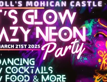 Lets Glow Crazy Neon Party Landolls Mohican Castle flyer.