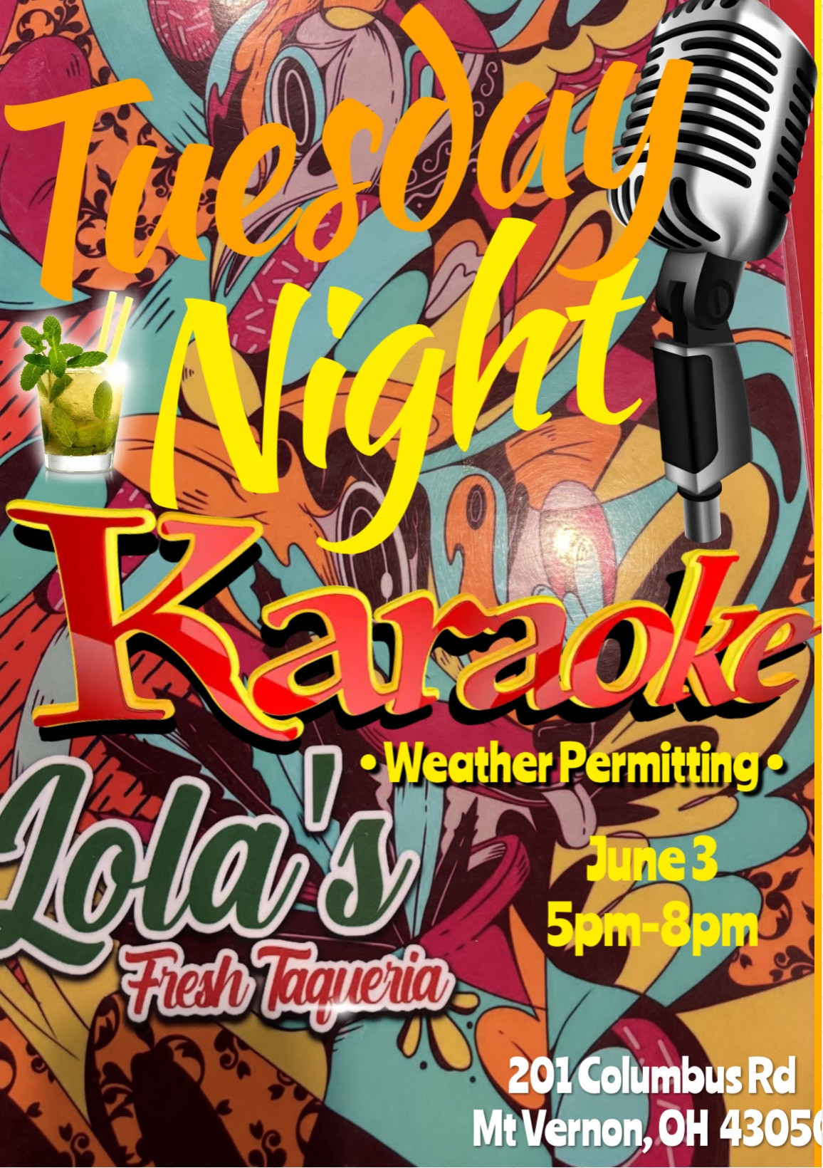 Lola's Taqueria Karaoke flyer.