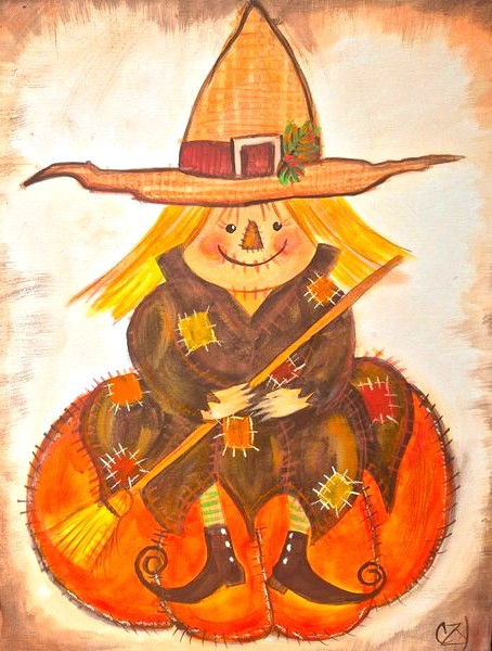 Paint Event At Mazzas Scarecrow and Pumpkin painting.
