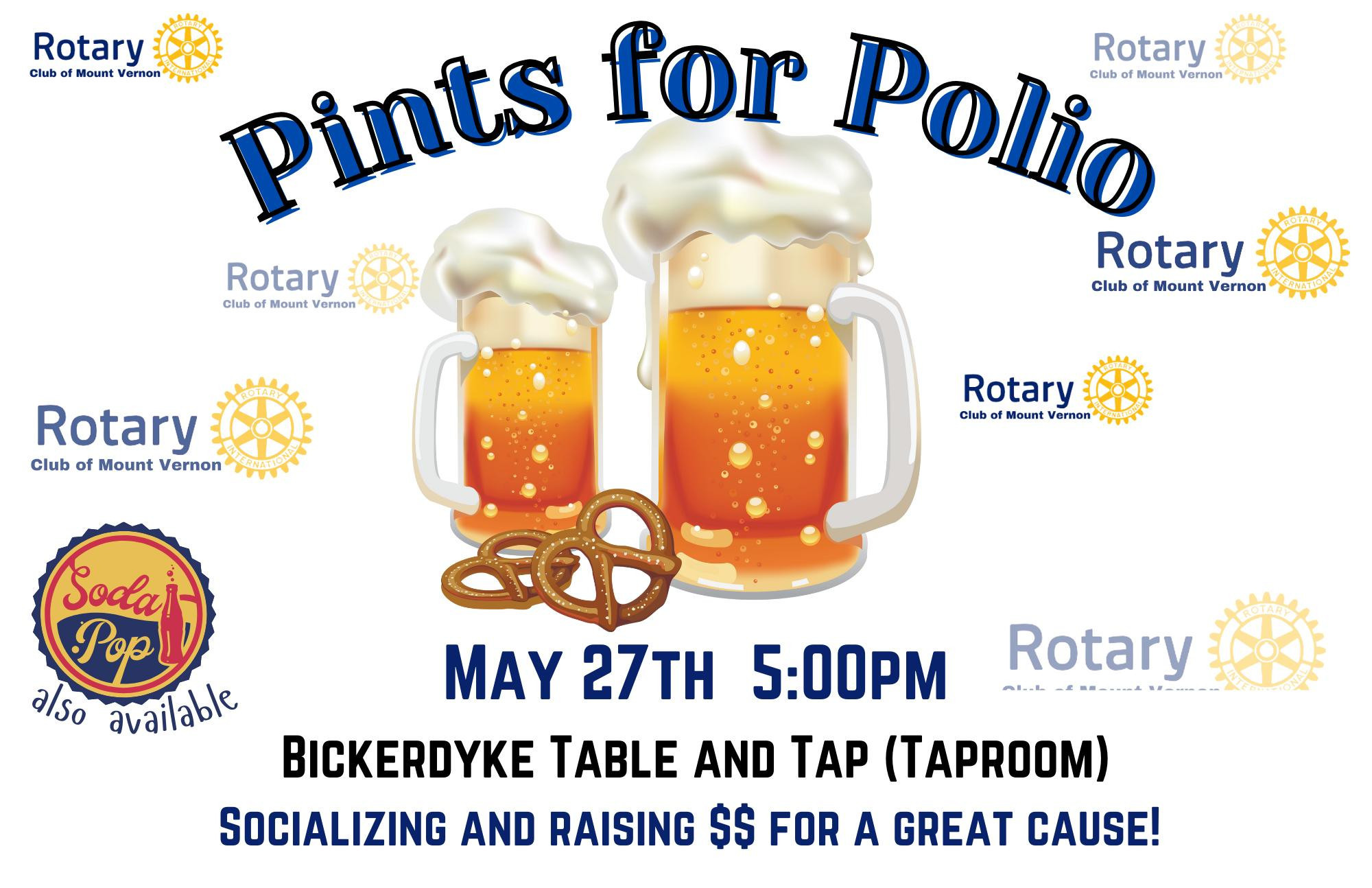 Pints for Polio Rotary Club May flyer.