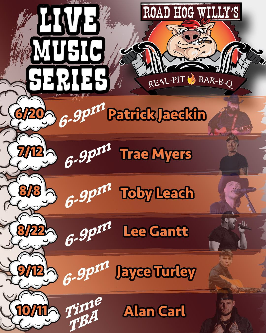 Road Hog Willy's Live Music Series flyer.