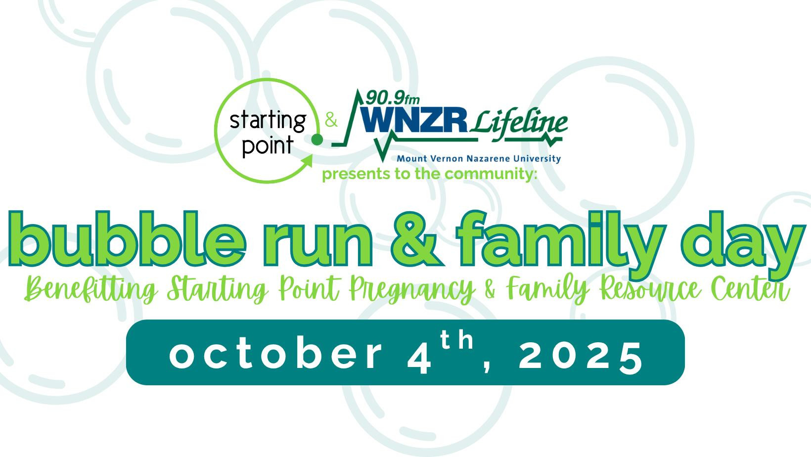 Starting Point Bubble Run and Family Day flyer.