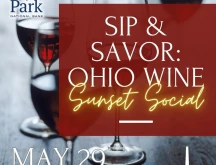 Sip & Savor Ohio Wine Sunset Social flyer.