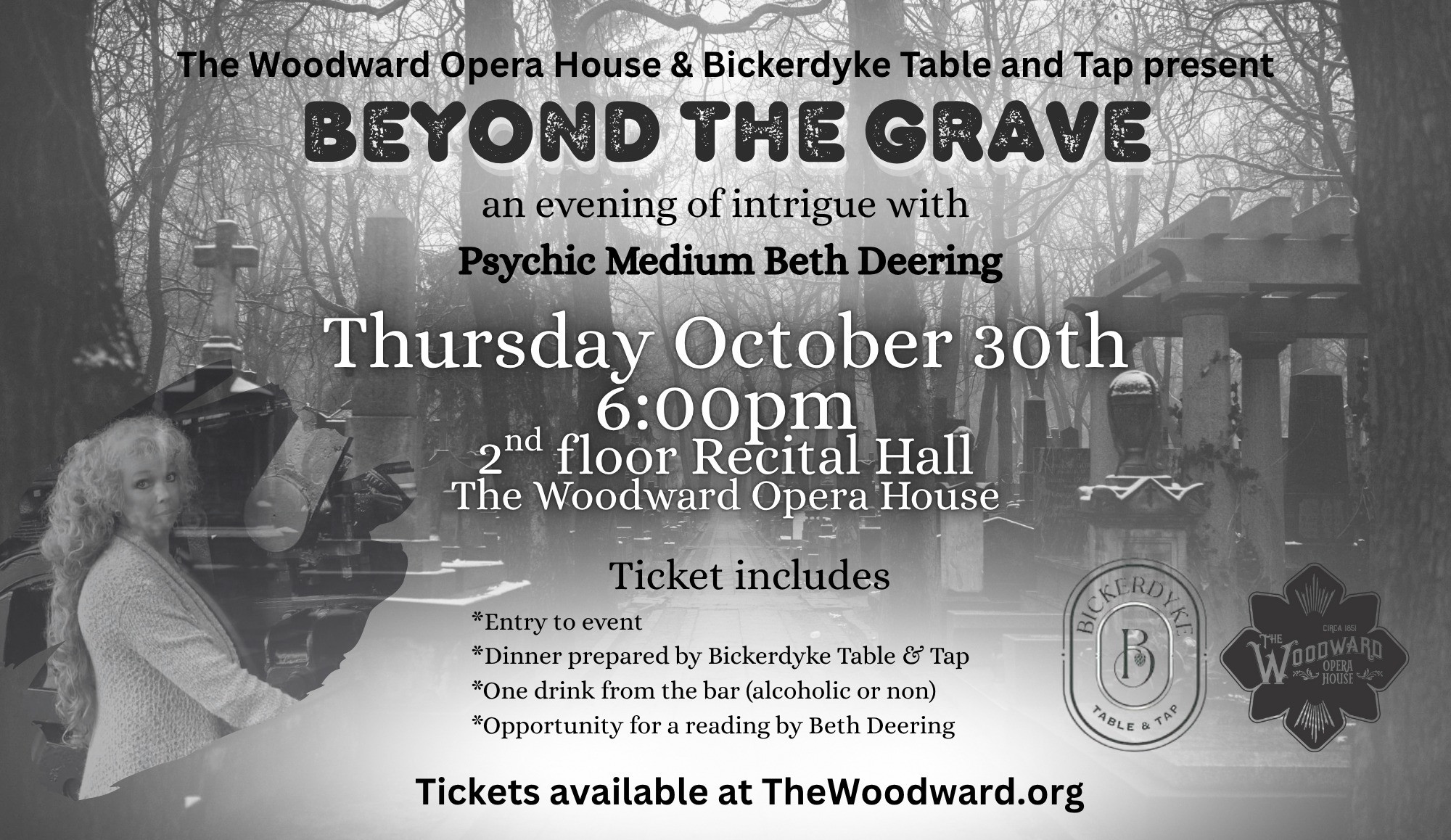 The Woodward Opera House Beyond the Grave flyer.