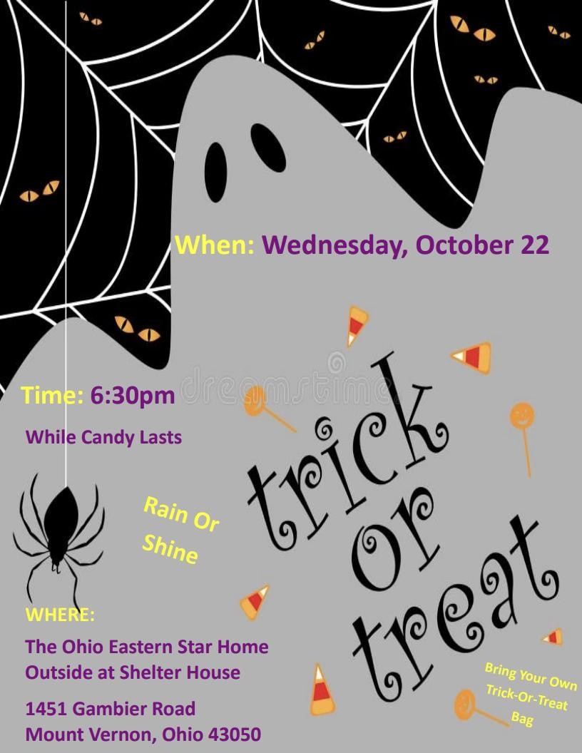 Trick Or Treat Ohio Eastern Star Home flyer.