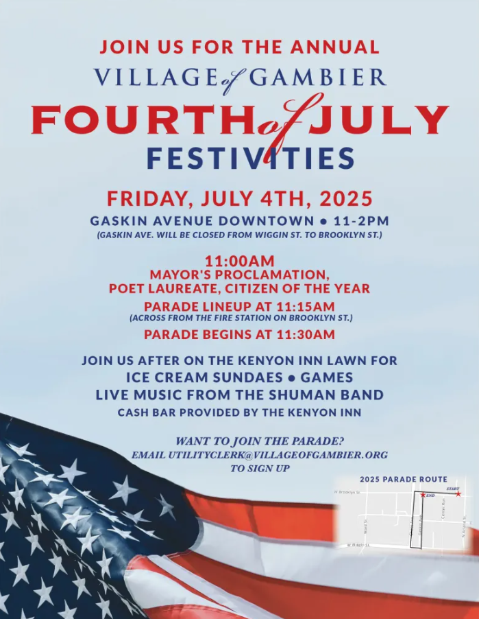 Village of Gambier 4th of July flyer.