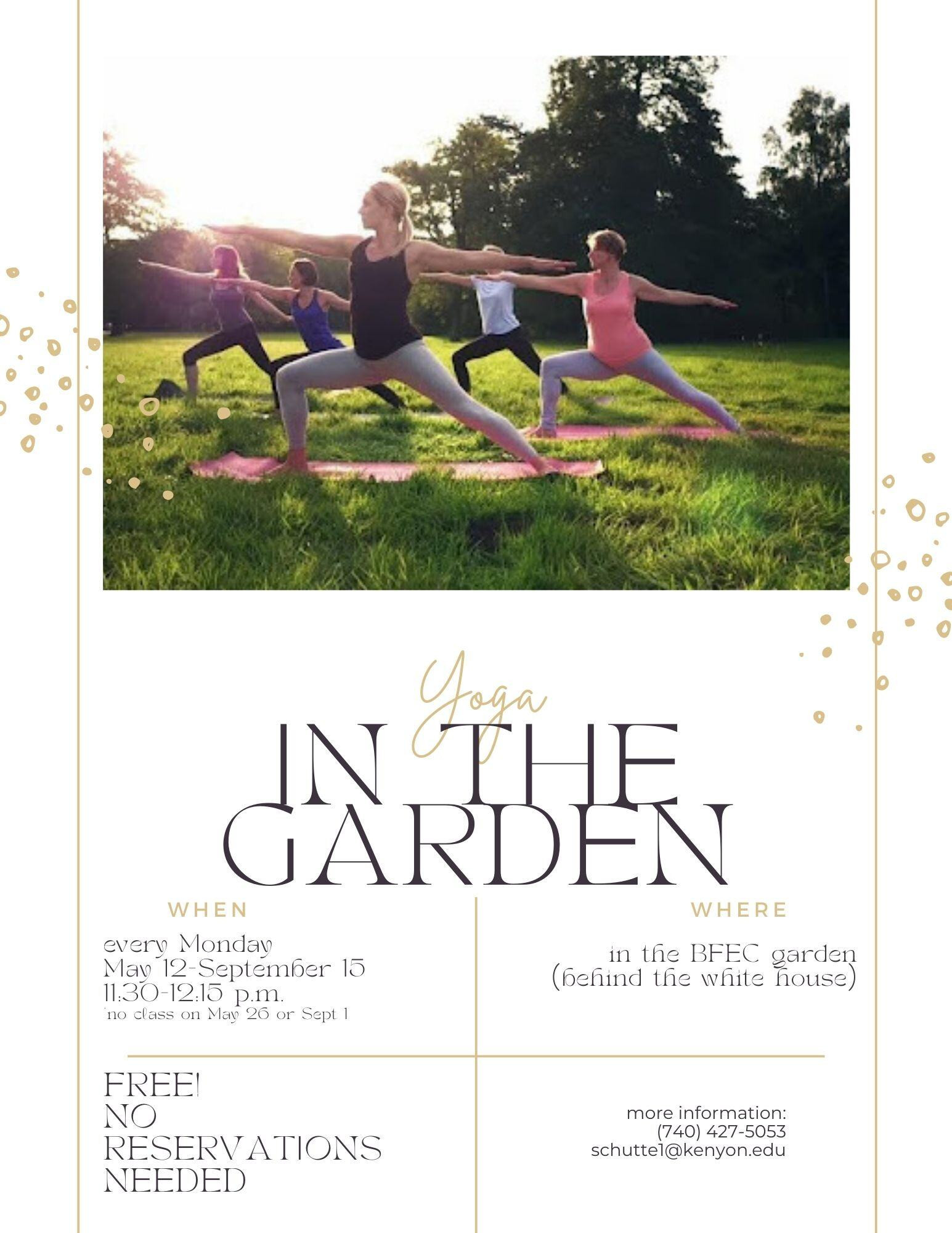 Yoga in the Garden BFEC flyer.